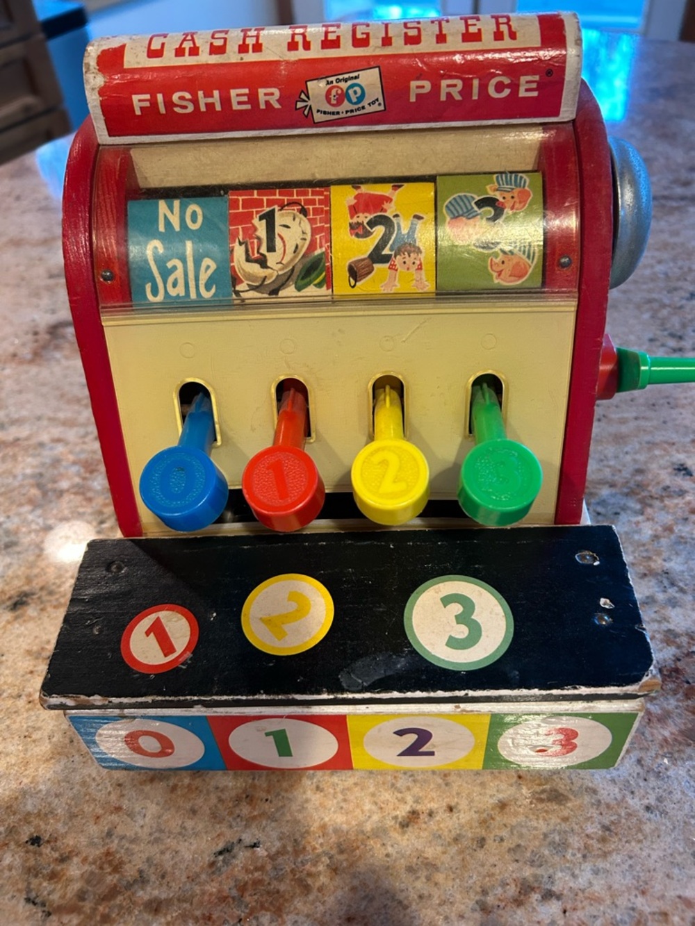Fisher-Price #972 Toy Wooden Cash Register Bold Multicolor Vintage 1960’s